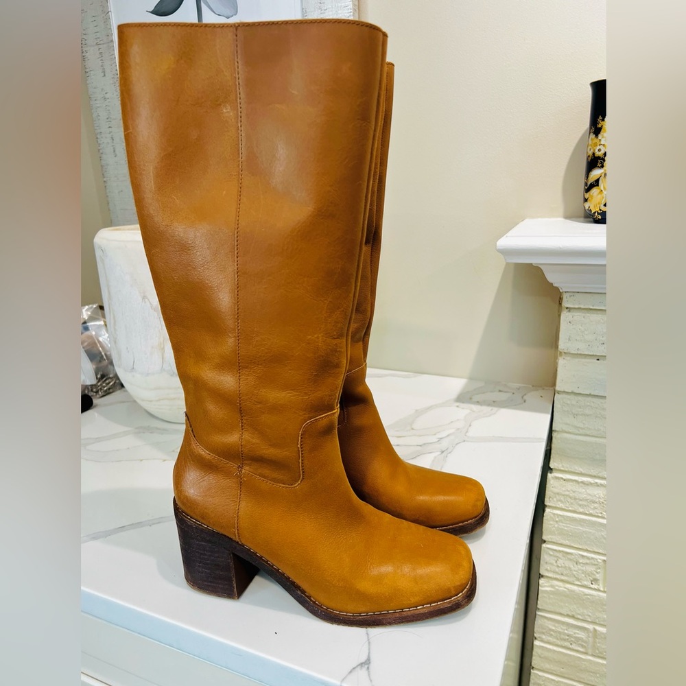Crown Vintage boho festival 70’s knee high leather boot size 11 - Picture 2 of 8